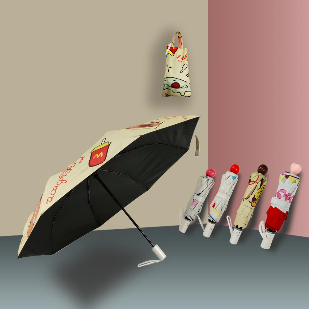 三折可愛卡通晴雨傘